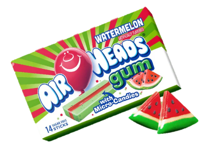 Airheads Gum Watermelon (USA) - Gomma da masticare al gusto Anguria Senza Zucchero