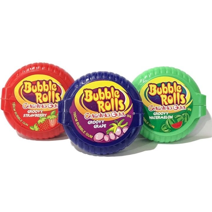 * Bubble Rolls Chewing Gum Groovy Grape (40g)