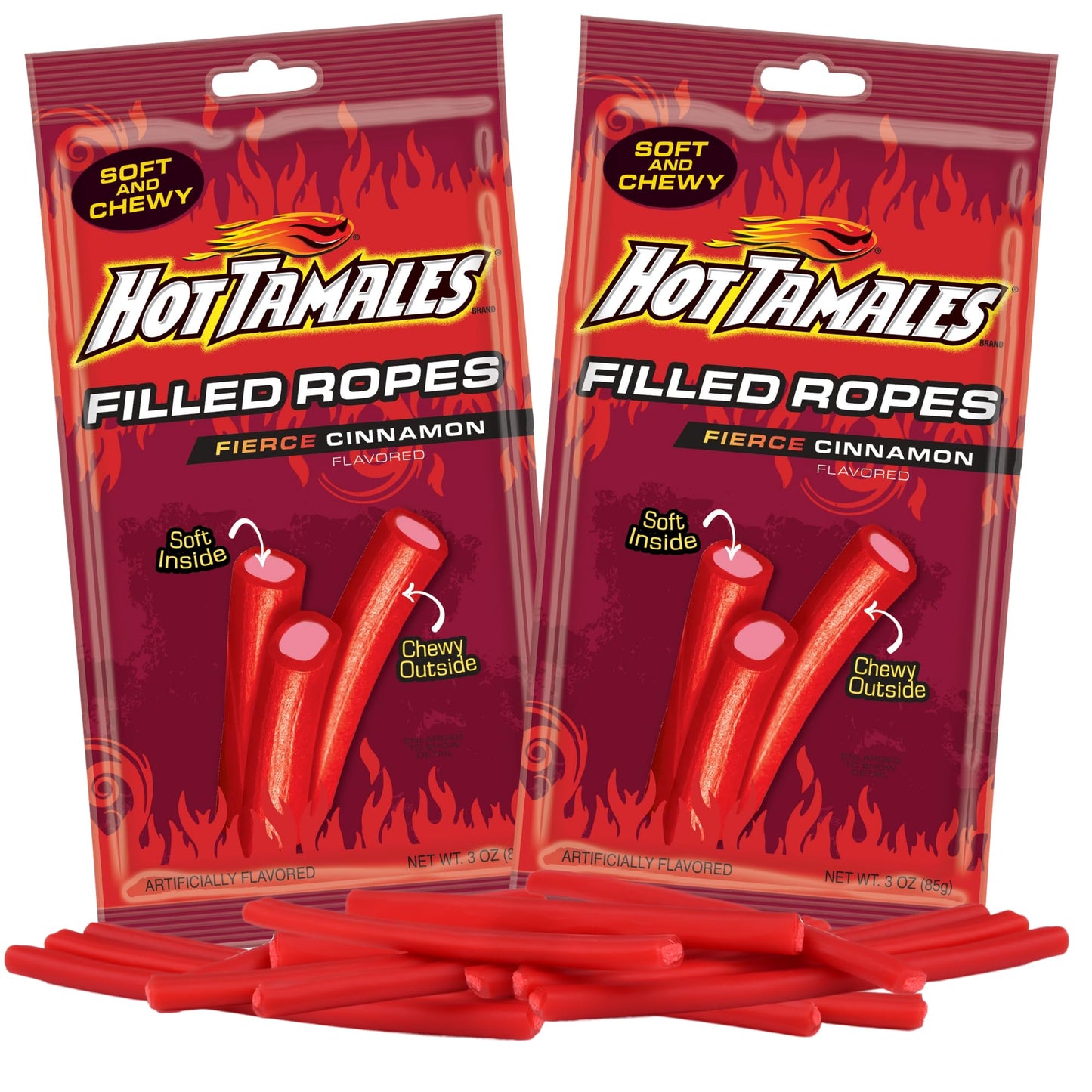 Hot Tamales Filled Ropes - Caramelle Piccanti alla Cannella  (85g)