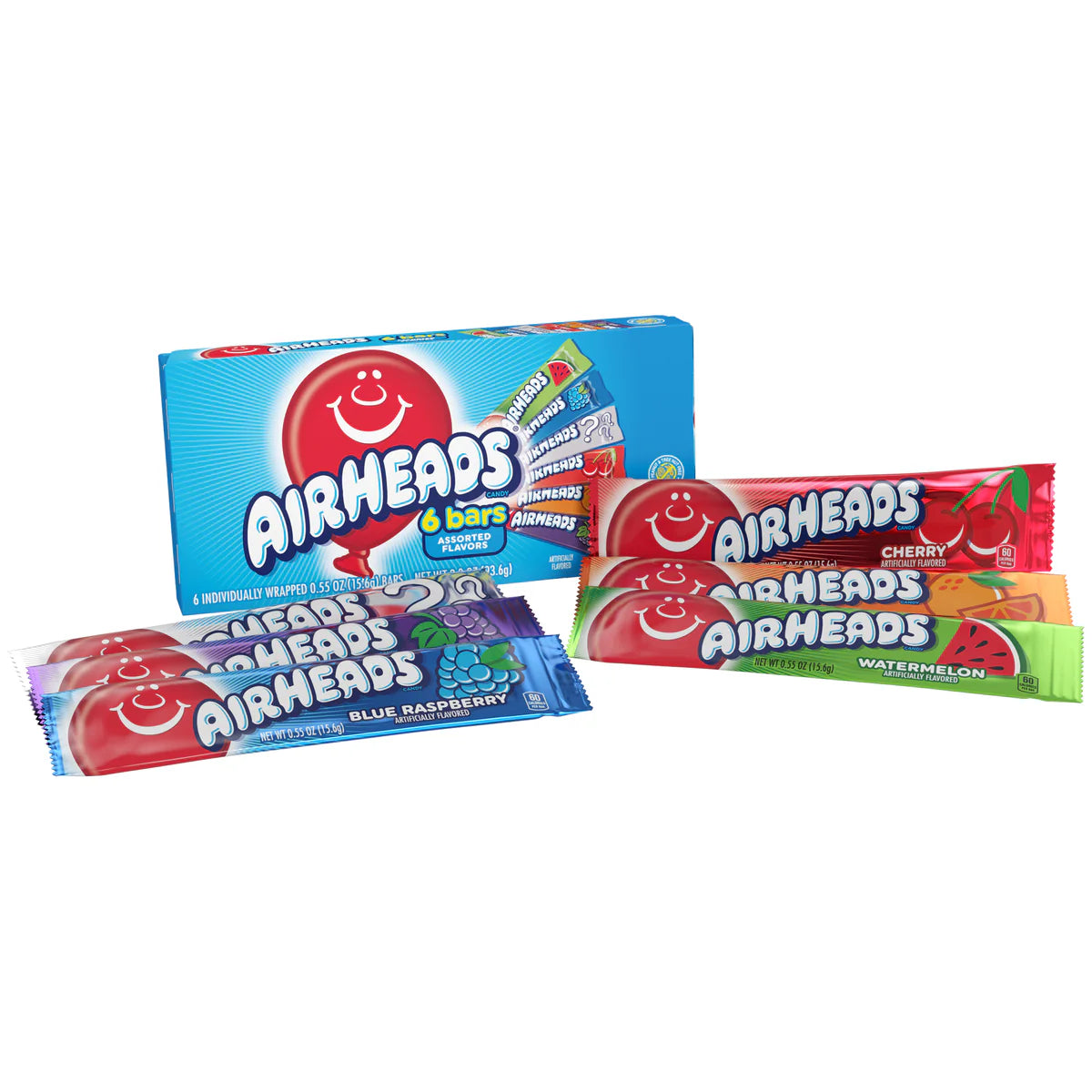 Airheads 6bars Box (USA) - 6 Caramelle Morbide alla frutta TUTTI I GUSTI (93.6g)