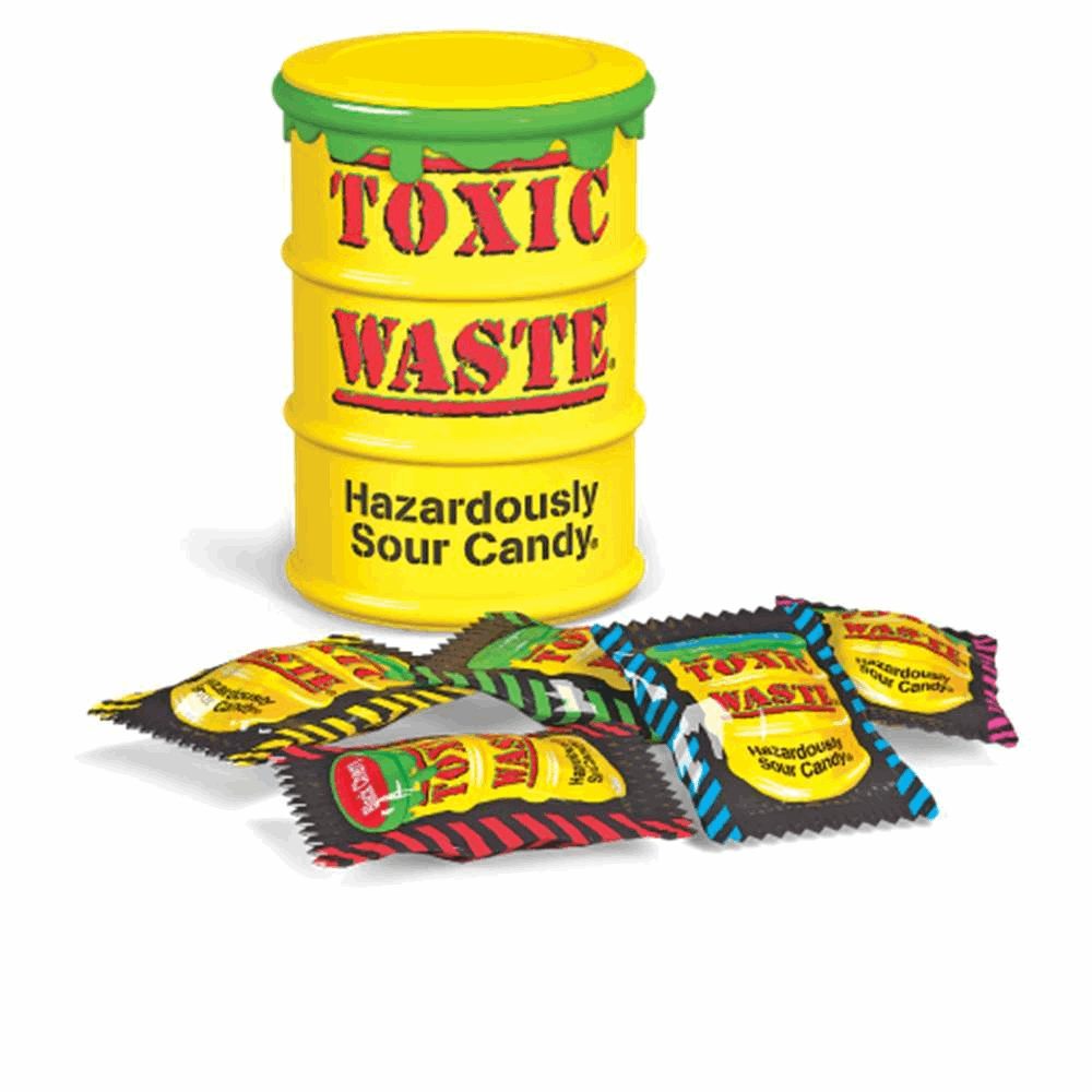 Toxic Waste Yellow Sour Candy Drum - caramelle