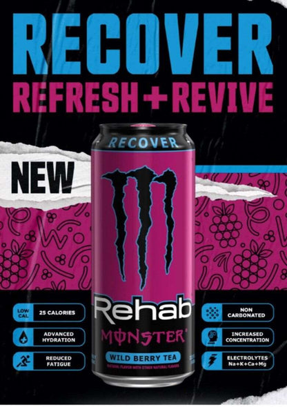 Monster Energy Recover Rehab Wild Berry Tea sku: 1122 N - Energy Drinks