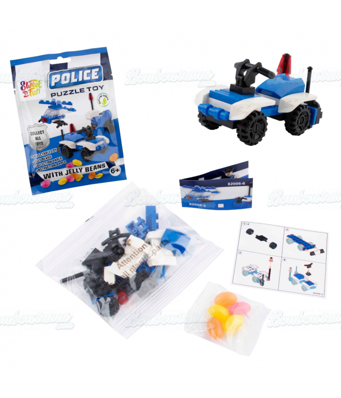 Police Puzzle Toy Candy - Lego Giocattolo con Caramelline