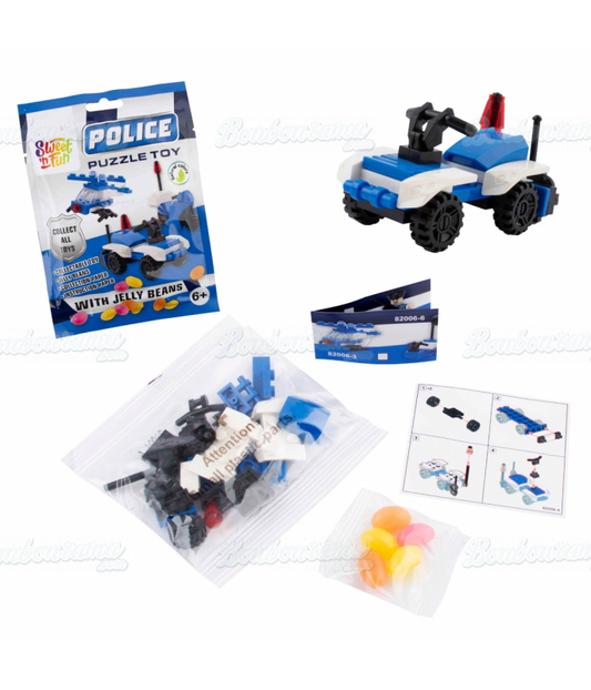 Police Puzzle Toy Candy - Lego Giocattolo con Caramelline