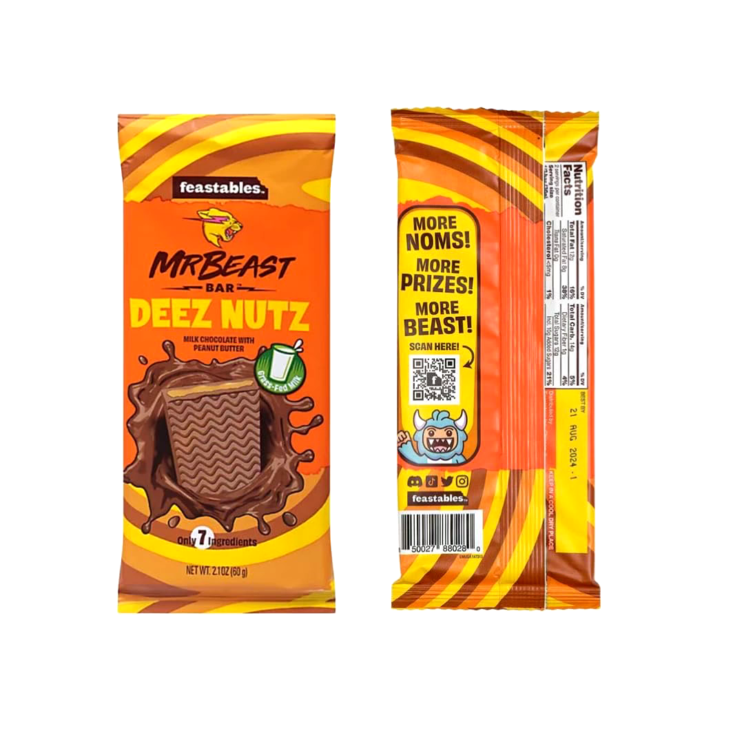 Mr Beast Chocolate Bar Deez Nutz - Cioccolato al latte con burro di arachidi (60g)